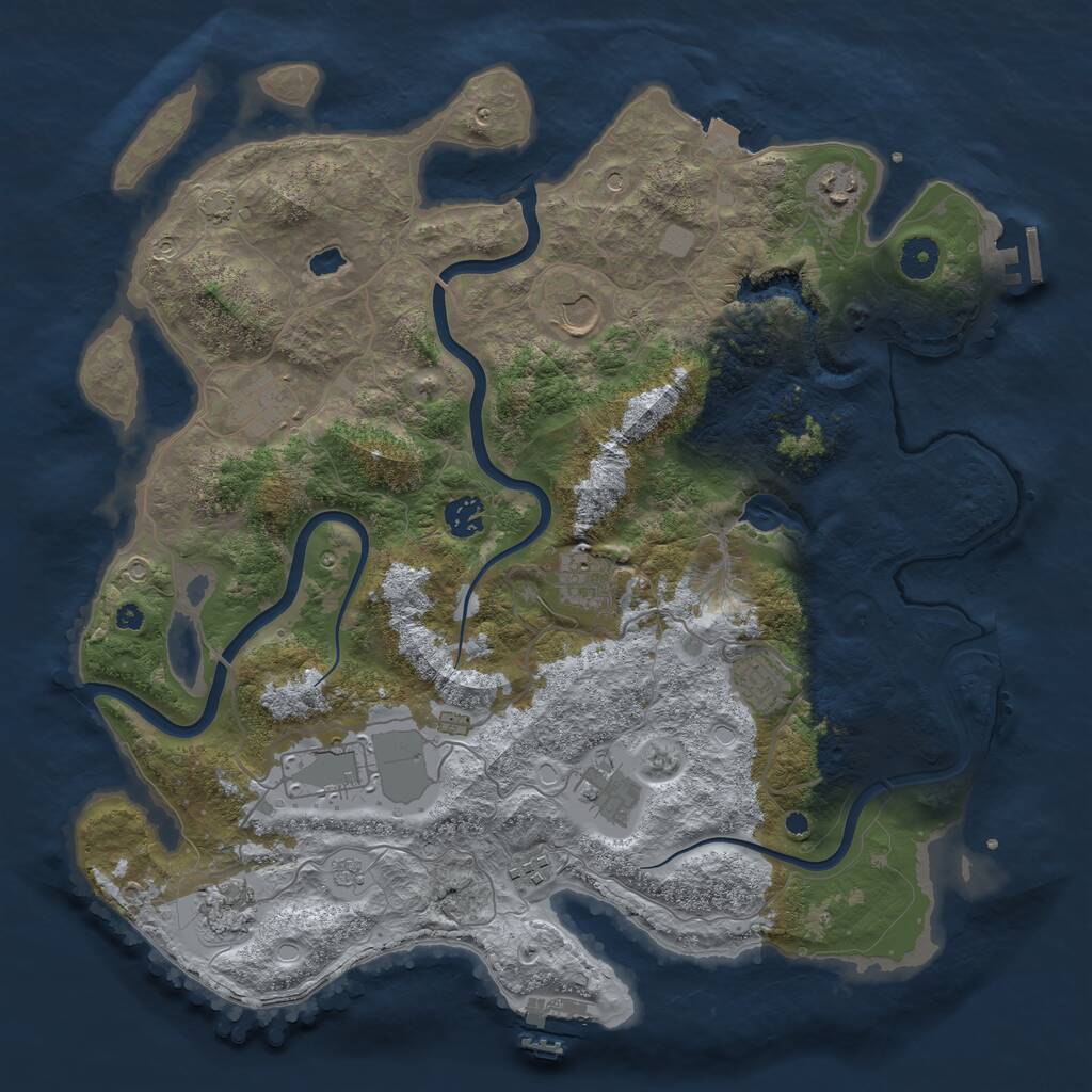 Rust Map: Procedural Map, Size: 4000, Seed: 1197021424, 16 Monuments