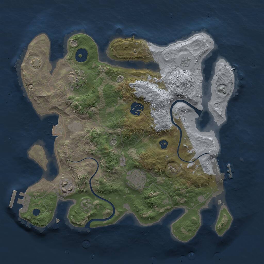 Rust Map: Procedural Map, Size: 3000, Seed: 184085632, 10 Monuments