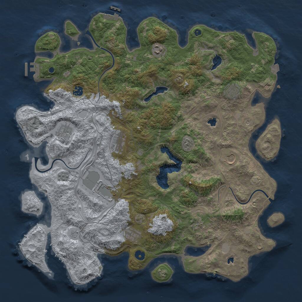 Rust Map: Procedural Map, Size: 4500, Seed: 1138338766, 16 Monuments