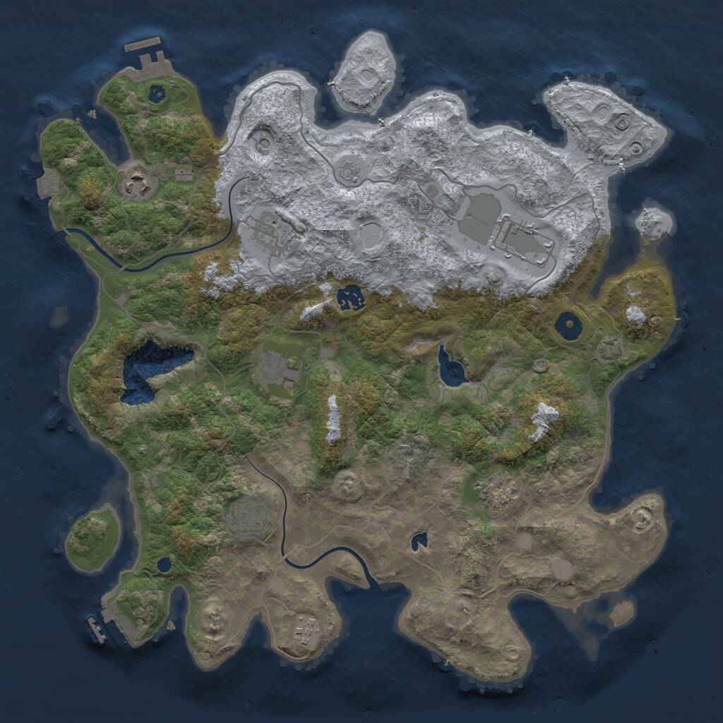 Rust Map: Procedural Map, Size: 4000, Seed: 345764526, 14 Monuments