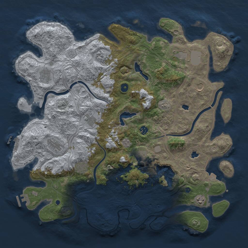 Rust Map: Procedural Map, Size: 4500, Seed: 215364156, 17 Monuments