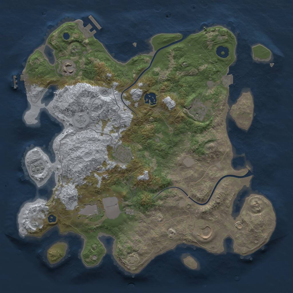 Rust Map: Procedural Map, Size: 3500, Seed: 307007231, 13 Monuments