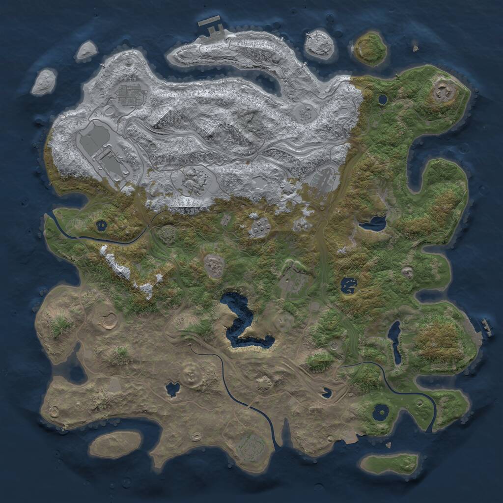 Rust Map: Procedural Map, Size: 4500, Seed: 1977431248, 16 Monuments