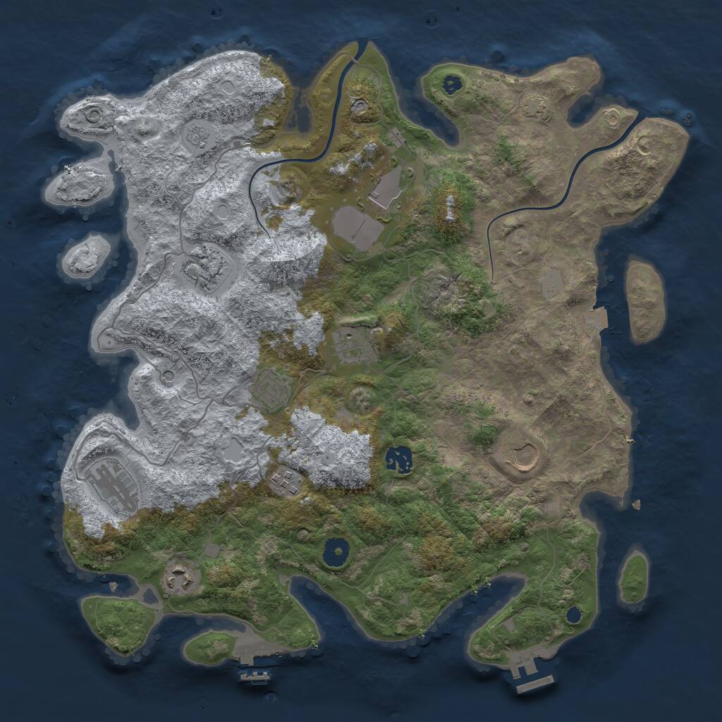 Rust Map: Procedural Map, Size: 3850, Seed: 290874025, 15 Monuments