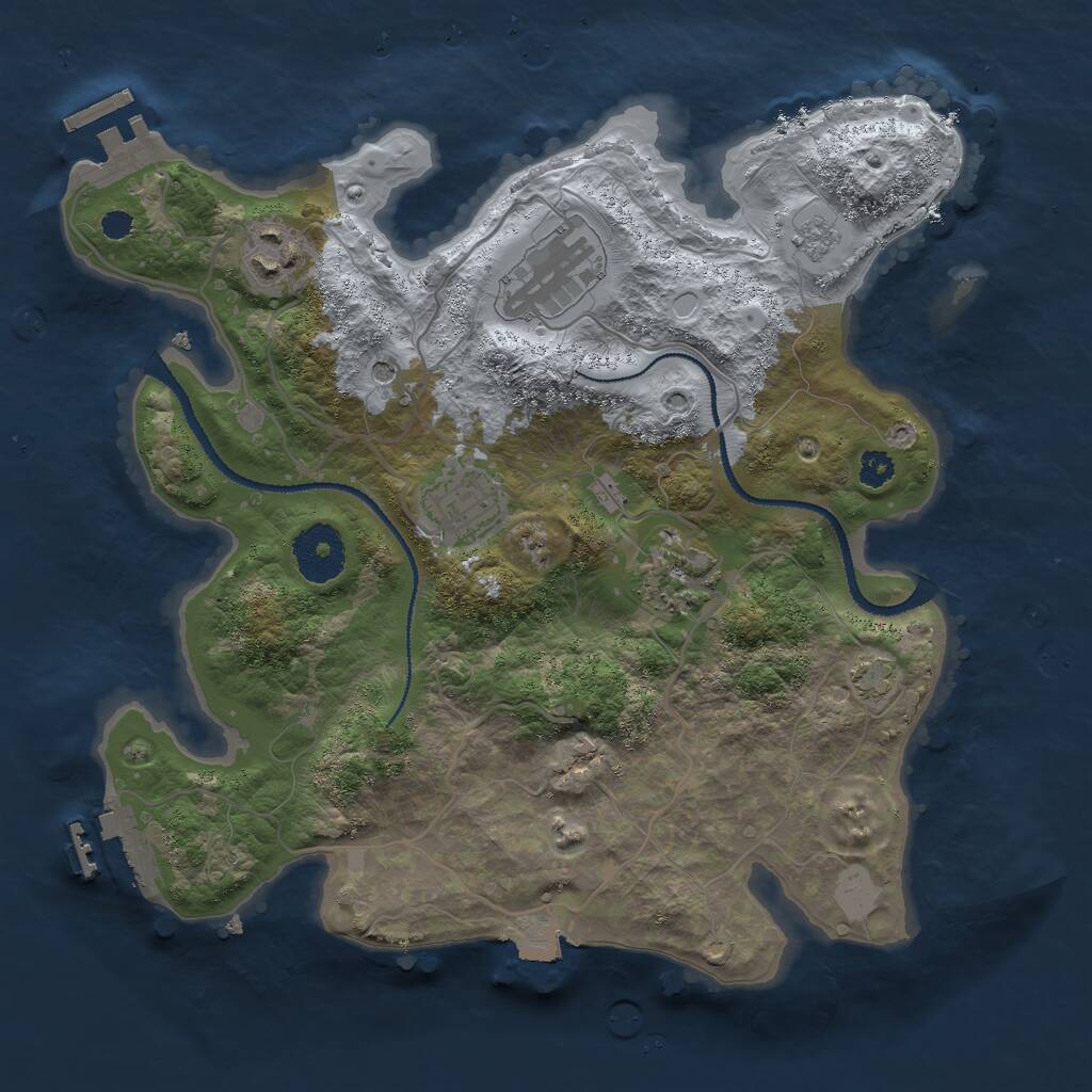 Rust Map: Procedural Map, Size: 3000, Seed: 1649177803, 10 Monuments