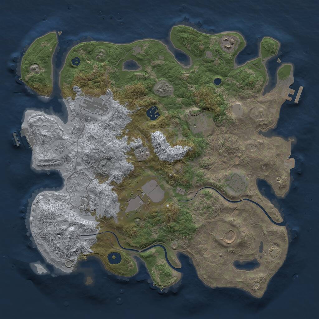 Rust Map: Procedural Map, Size: 3650, Seed: 45636601, 15 Monuments