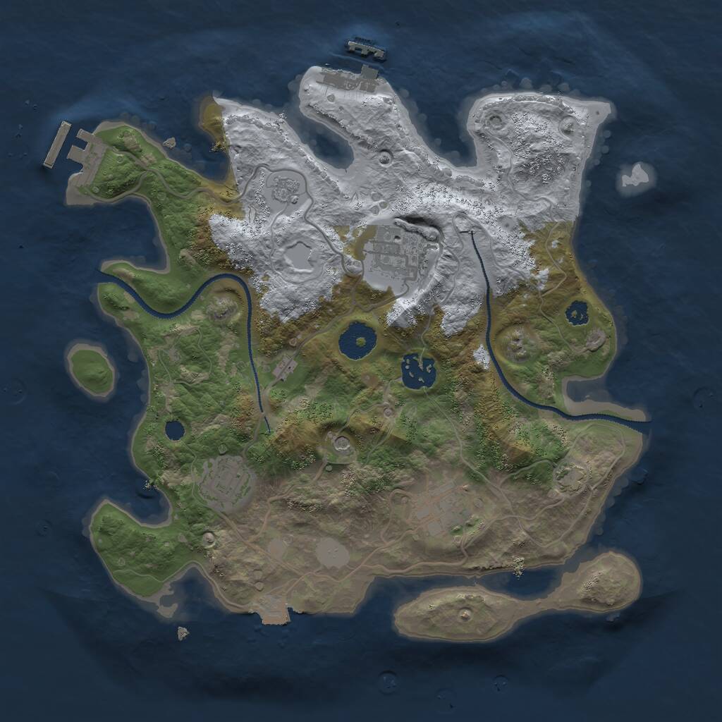 Rust Map: Procedural Map, Size: 3000, Seed: 14544, 10 Monuments
