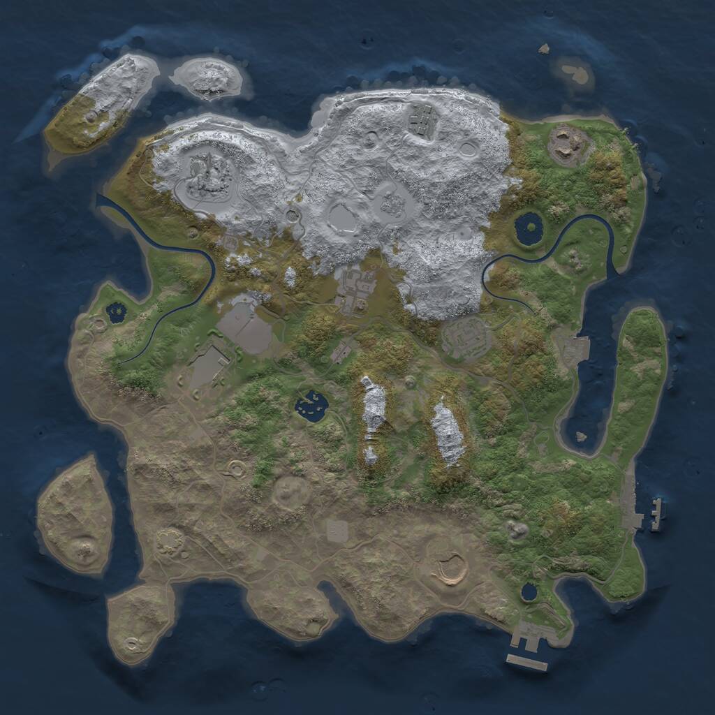 Rust Map: Procedural Map, Size: 3500, Seed: 1503198200, 14 Monuments