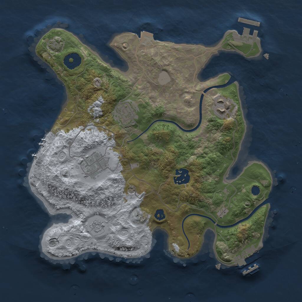 Rust Map: Procedural Map, Size: 2750, Seed: 1889631864, 10 Monuments