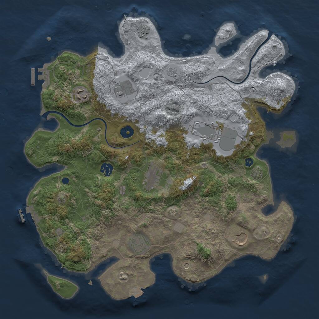 Rust Map: Procedural Map, Size: 3750, Seed: 1396337100, 14 Monuments