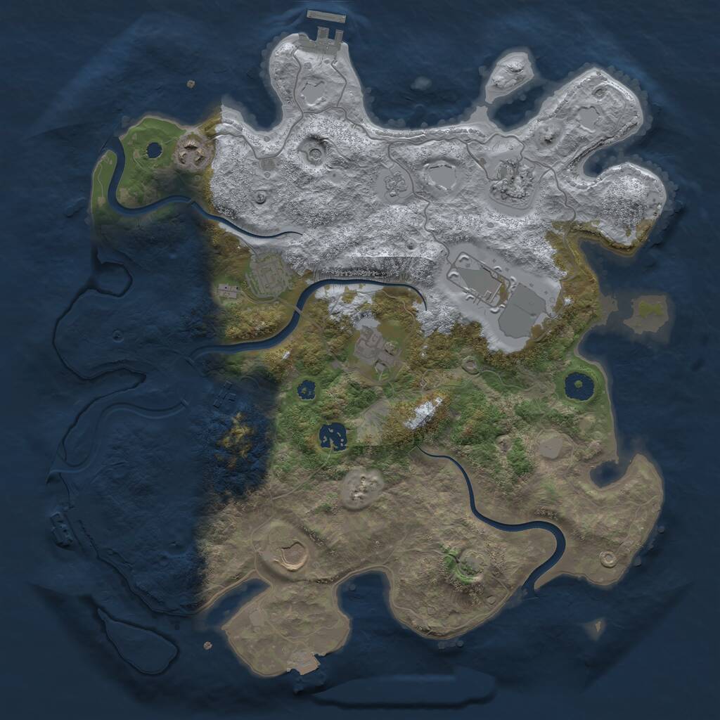Rust Map: Procedural Map, Size: 3750, Seed: 1396337100, 14 Monuments