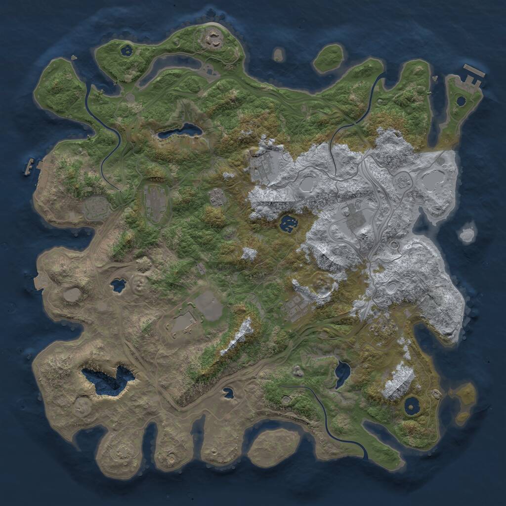 Rust Map: Procedural Map, Size: 4500, Seed: 1442360334, 16 Monuments