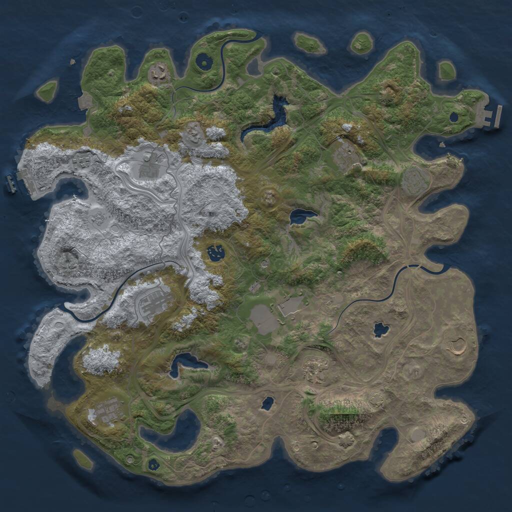 Rust Map: Procedural Map, Size: 4500, Seed: 144550267, 17 Monuments