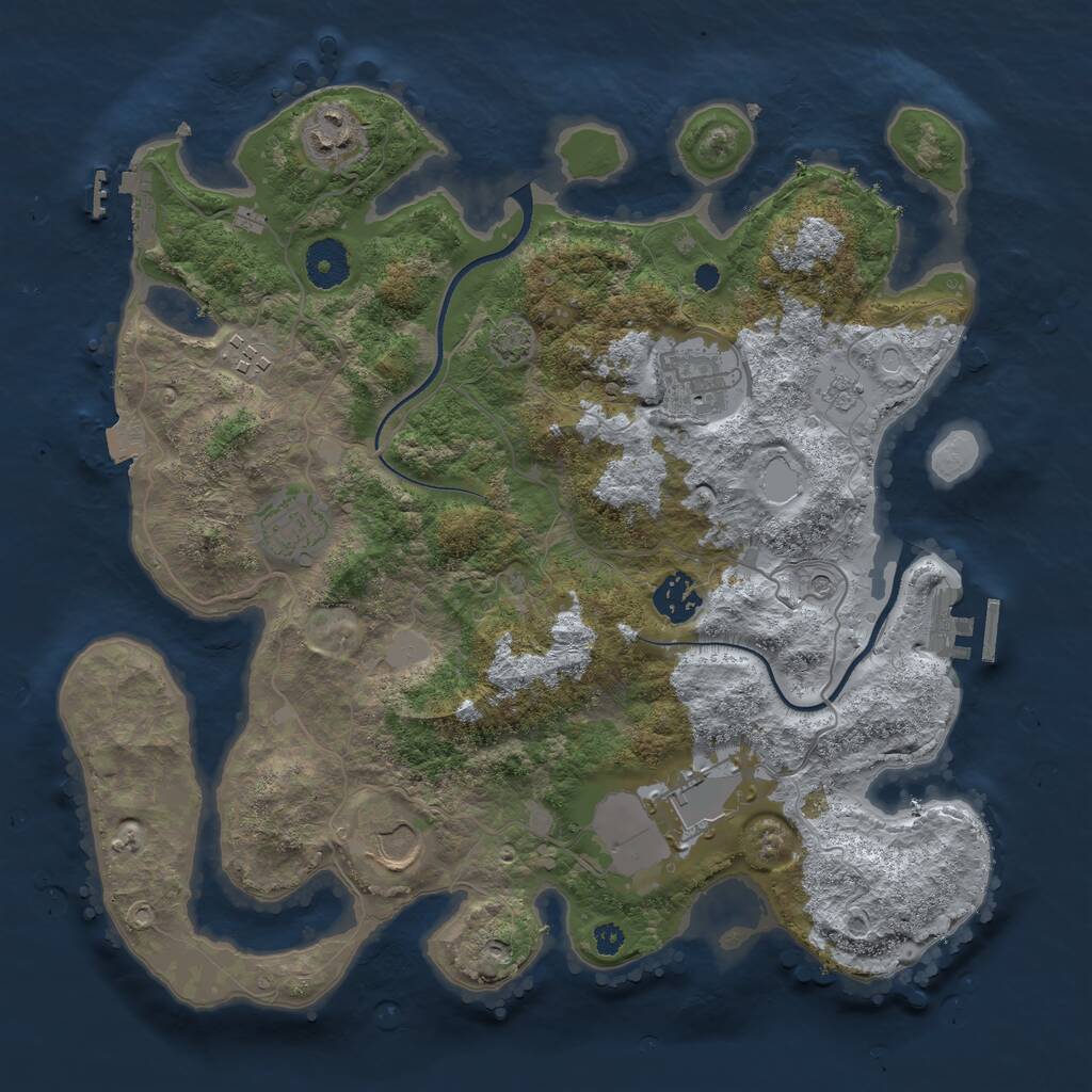 Rust Map: Procedural Map, Size: 3500, Seed: 86948, 13 Monuments