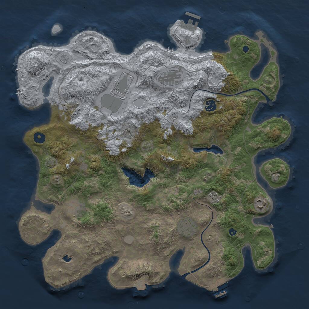 Rust Map: Procedural Map, Size: 4000, Seed: 1254521, 14 Monuments