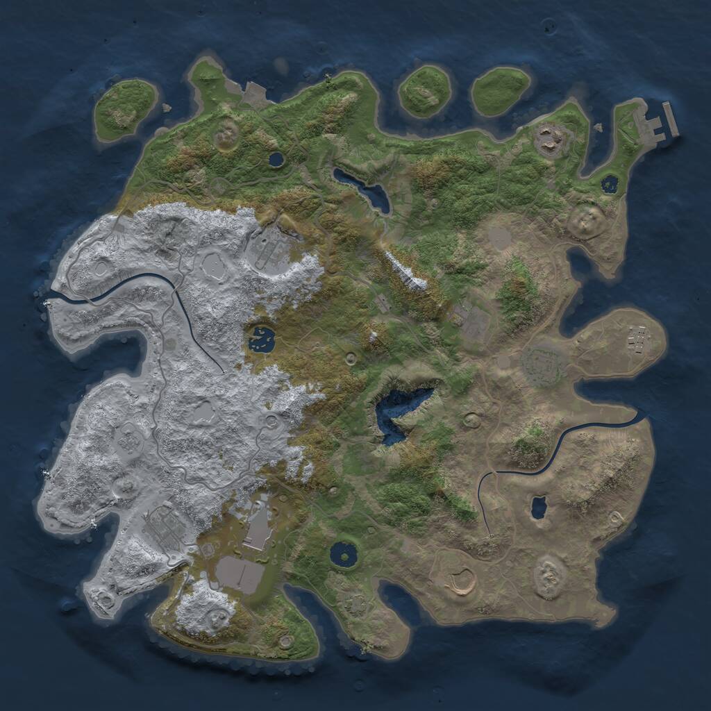 Rust Map: Procedural Map, Size: 4000, Seed: 113251261, 14 Monuments