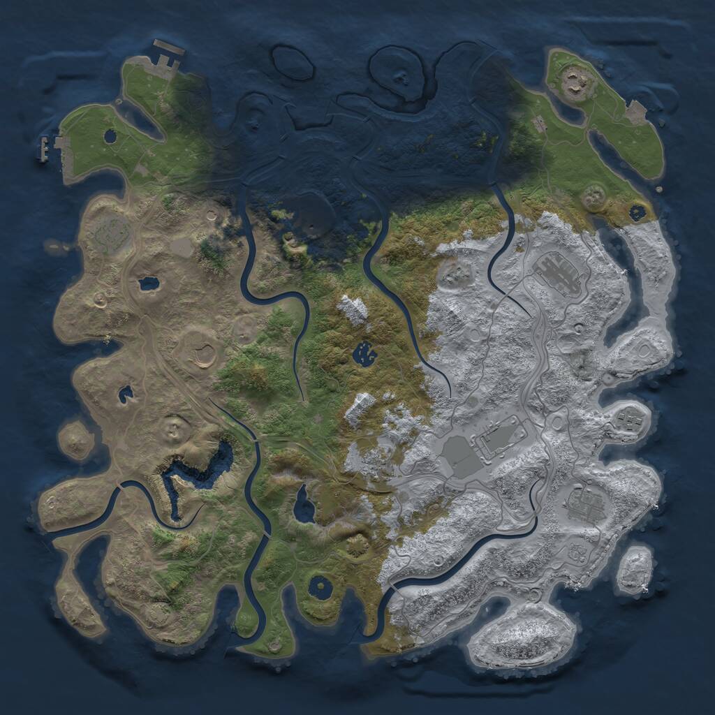 Rust Map: Procedural Map, Size: 4500, Seed: 1617538, 16 Monuments