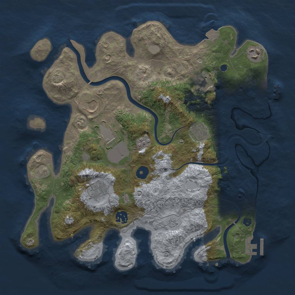 Rust Map: Procedural Map, Size: 3500, Seed: 1743009191, 14 Monuments
