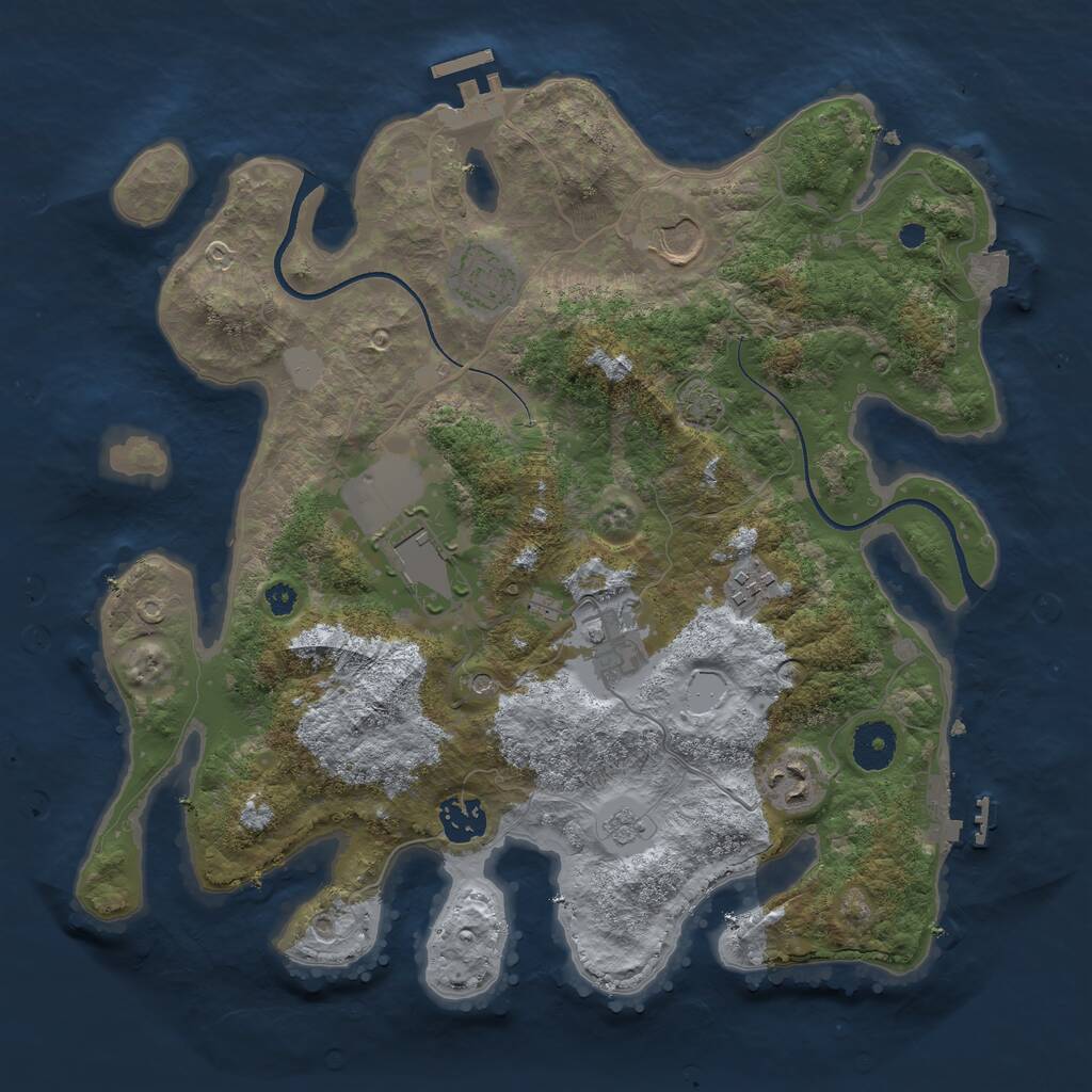 Rust Map: Procedural Map, Size: 3500, Seed: 1743009191, 13 Monuments