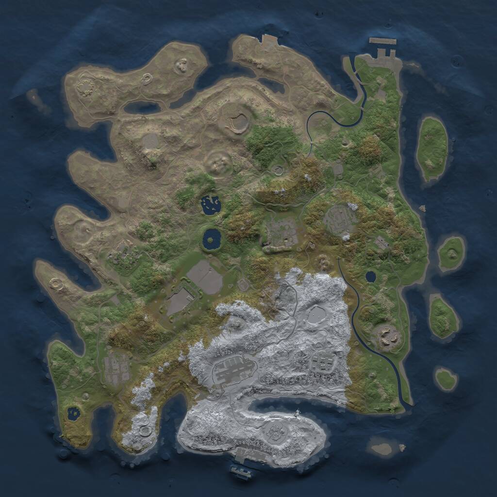 Rust Map: Procedural Map, Size: 3700, Seed: 351814964, 16 Monuments
