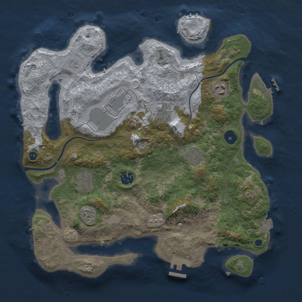 Rust Map: Procedural Map, Size: 3500, Seed: 1266241675, 13 Monuments