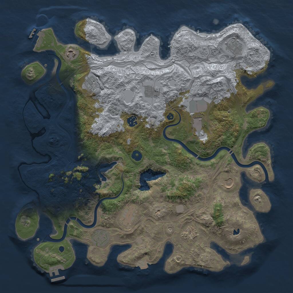 Rust Map: Procedural Map, Size: 4250, Seed: 745666034, 17 Monuments