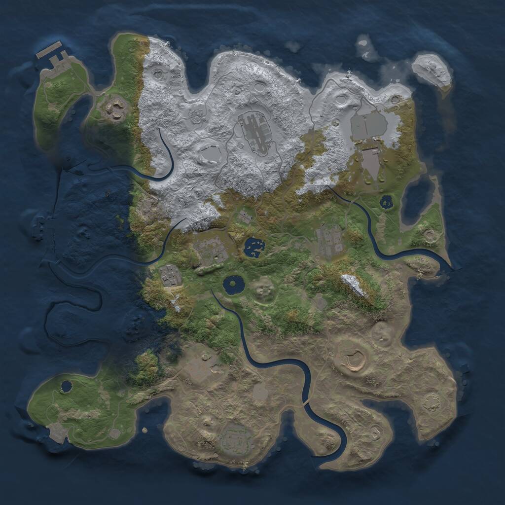 Rust Map: Procedural Map, Size: 3700, Seed: 1389391587, 16 Monuments