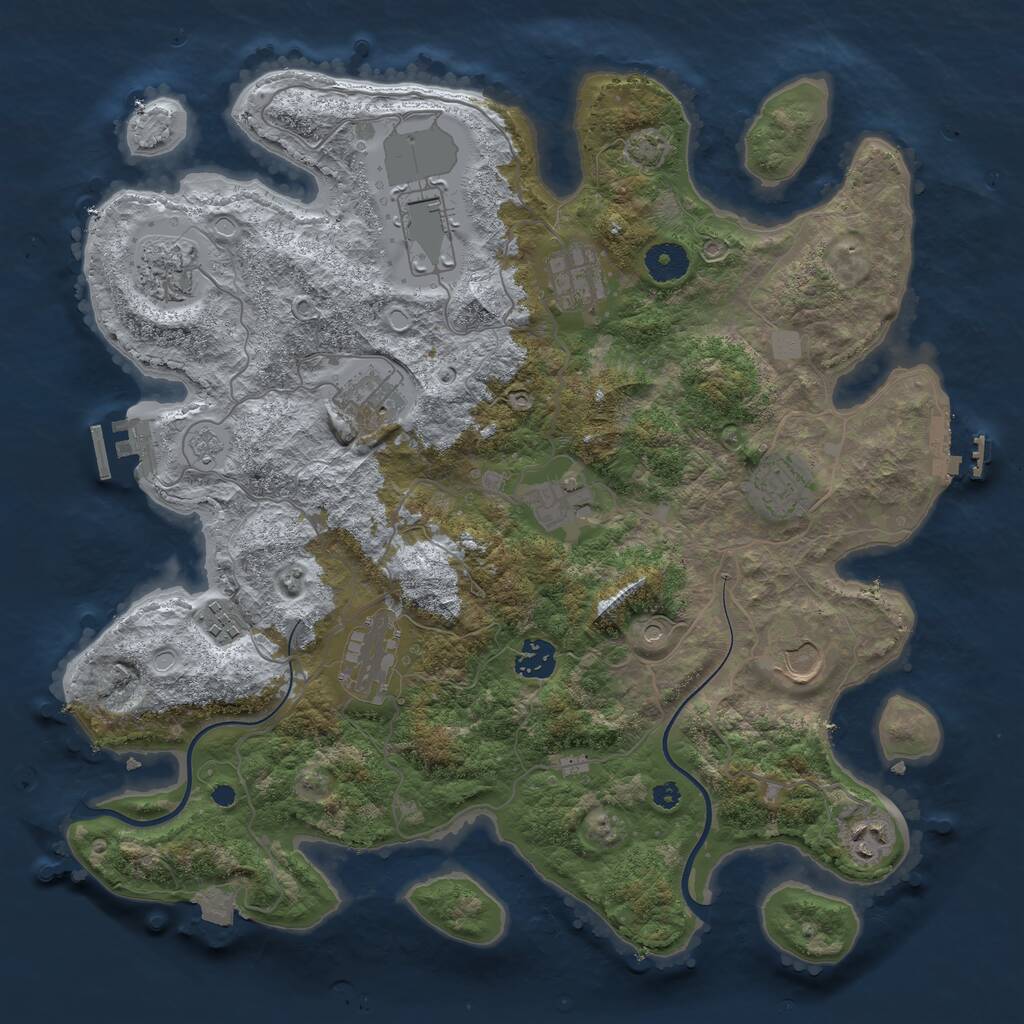 Rust Map: Procedural Map, Size: 3750, Seed: 2134561598, 17 Monuments