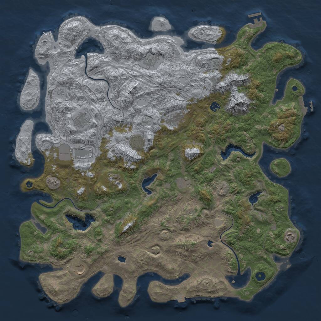 Rust Map: Procedural Map, Size: 5000, Seed: 1949242252, 17 Monuments