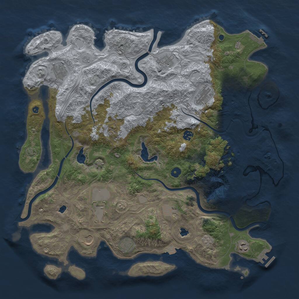 Rust Map: Procedural Map, Size: 4500, Seed: 617397968, 17 Monuments