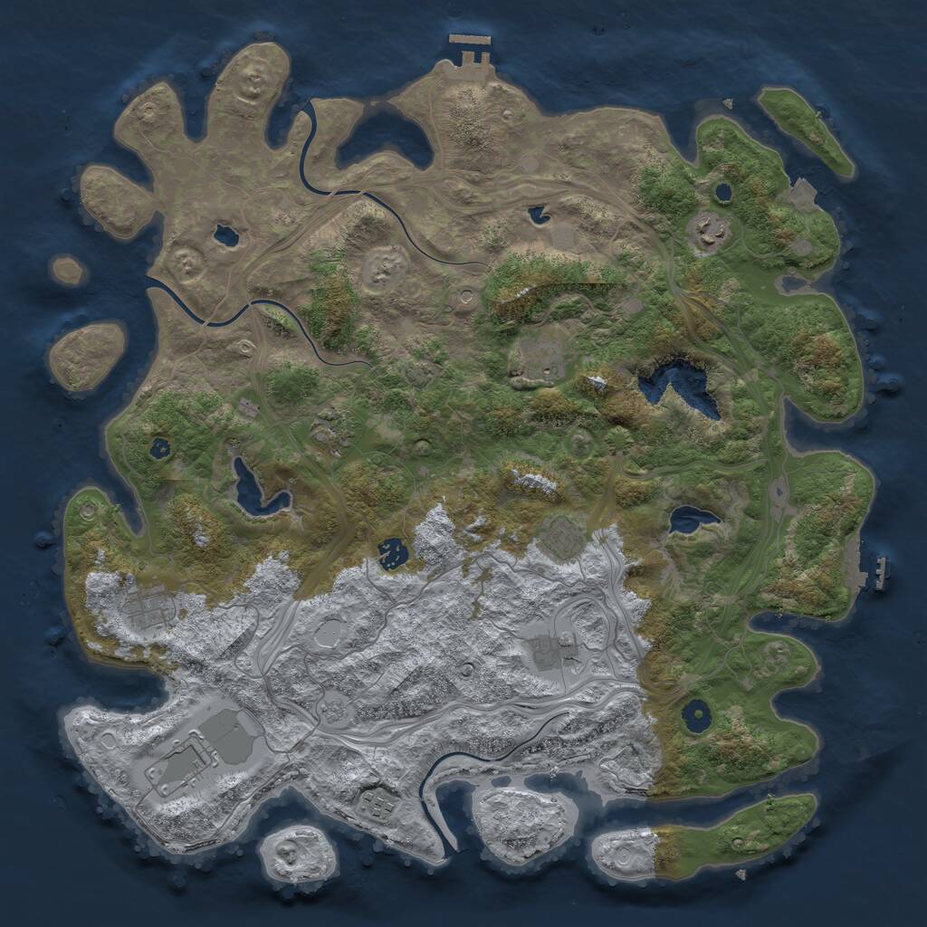 Rust Map: Procedural Map, Size: 4500, Seed: 60775168, 15 Monuments