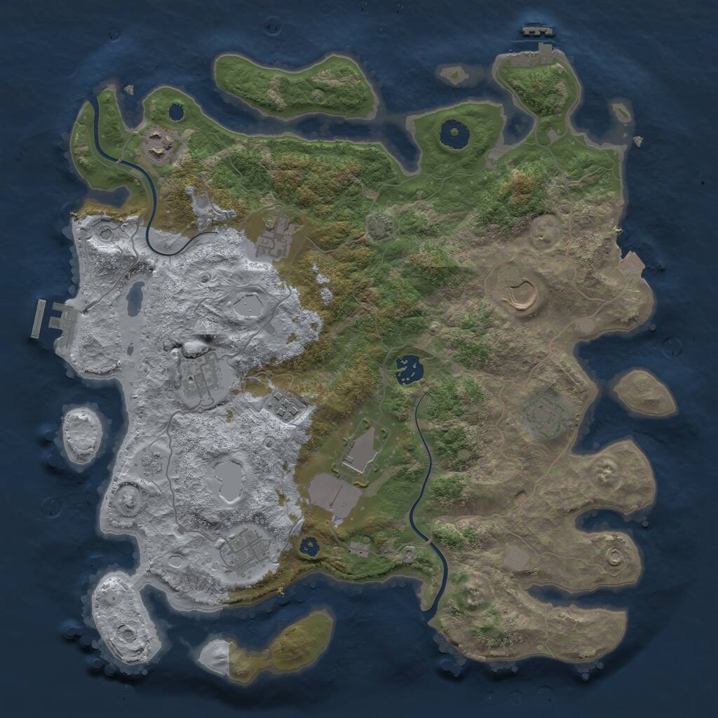 Rust Map: Procedural Map, Size: 3700, Seed: 1205045214, 15 Monuments