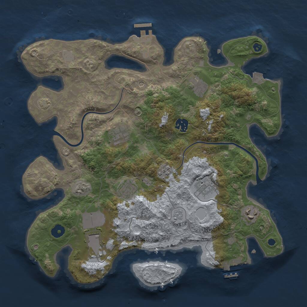 Rust Map: Procedural Map, Size: 3500, Seed: 80327457, 14 Monuments