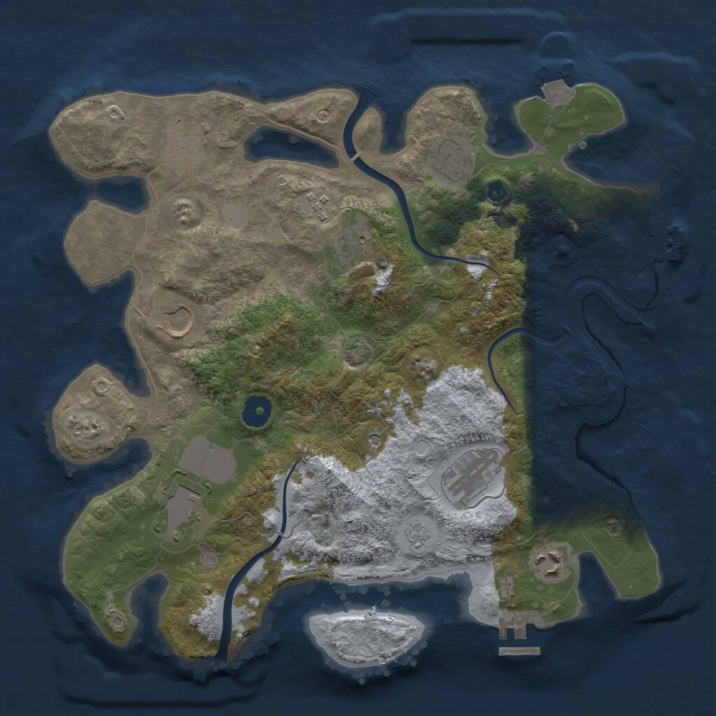 Rust Map: Procedural Map, Size: 3500, Seed: 80327457, 14 Monuments