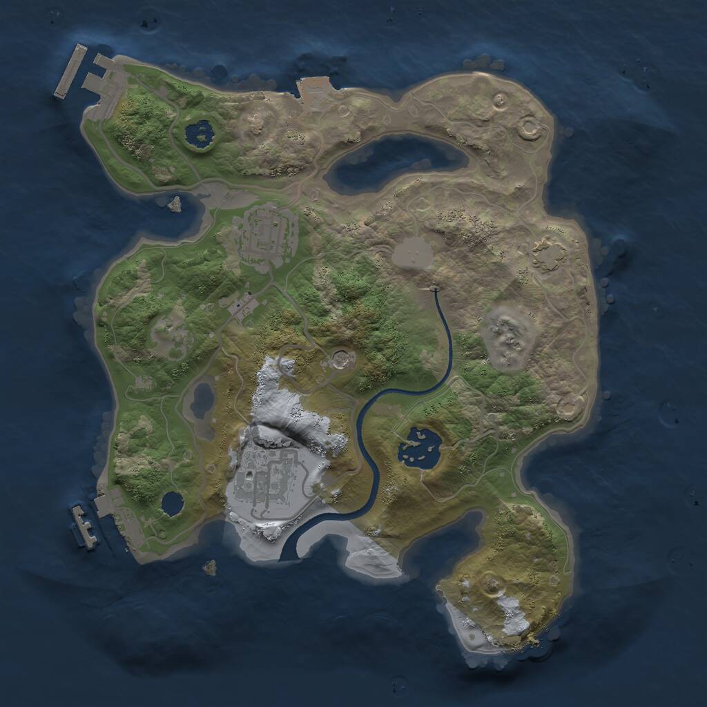 Rust Map: Procedural Map, Size: 2500, Seed: 16345199, 8 Monuments