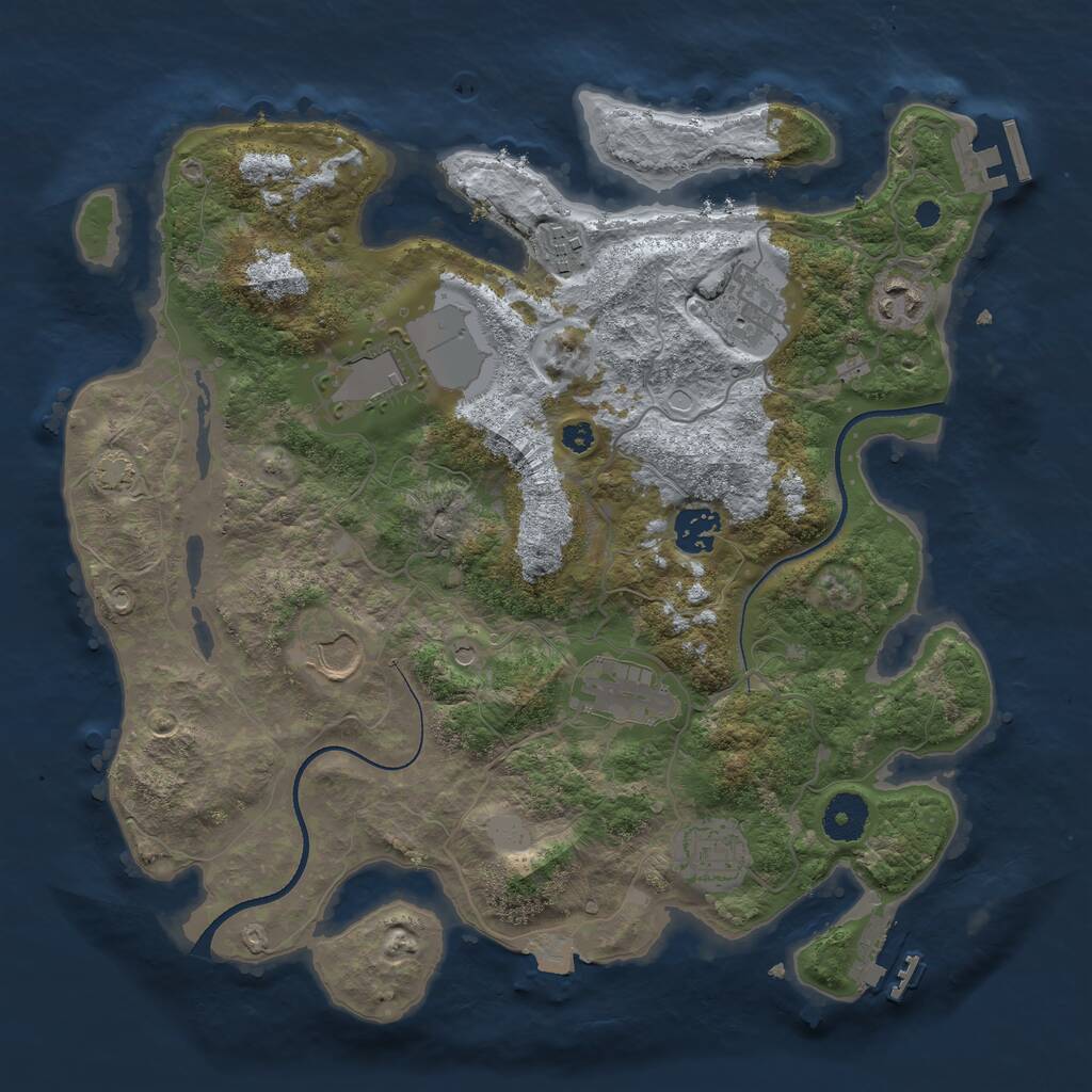 Rust Map: Procedural Map, Size: 3500, Seed: 1612889060, 13 Monuments