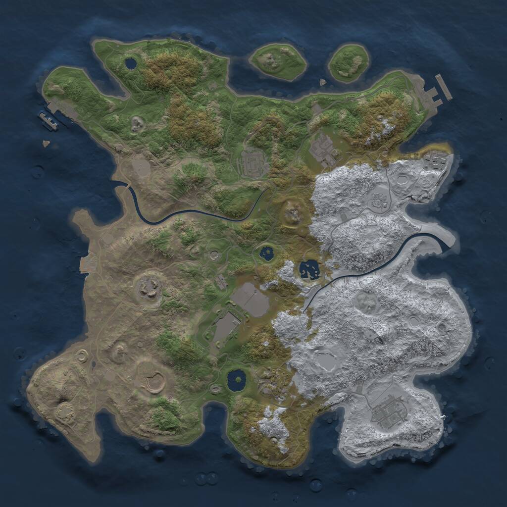 Rust Map: Procedural Map, Size: 3650, Seed: 35585040, 15 Monuments