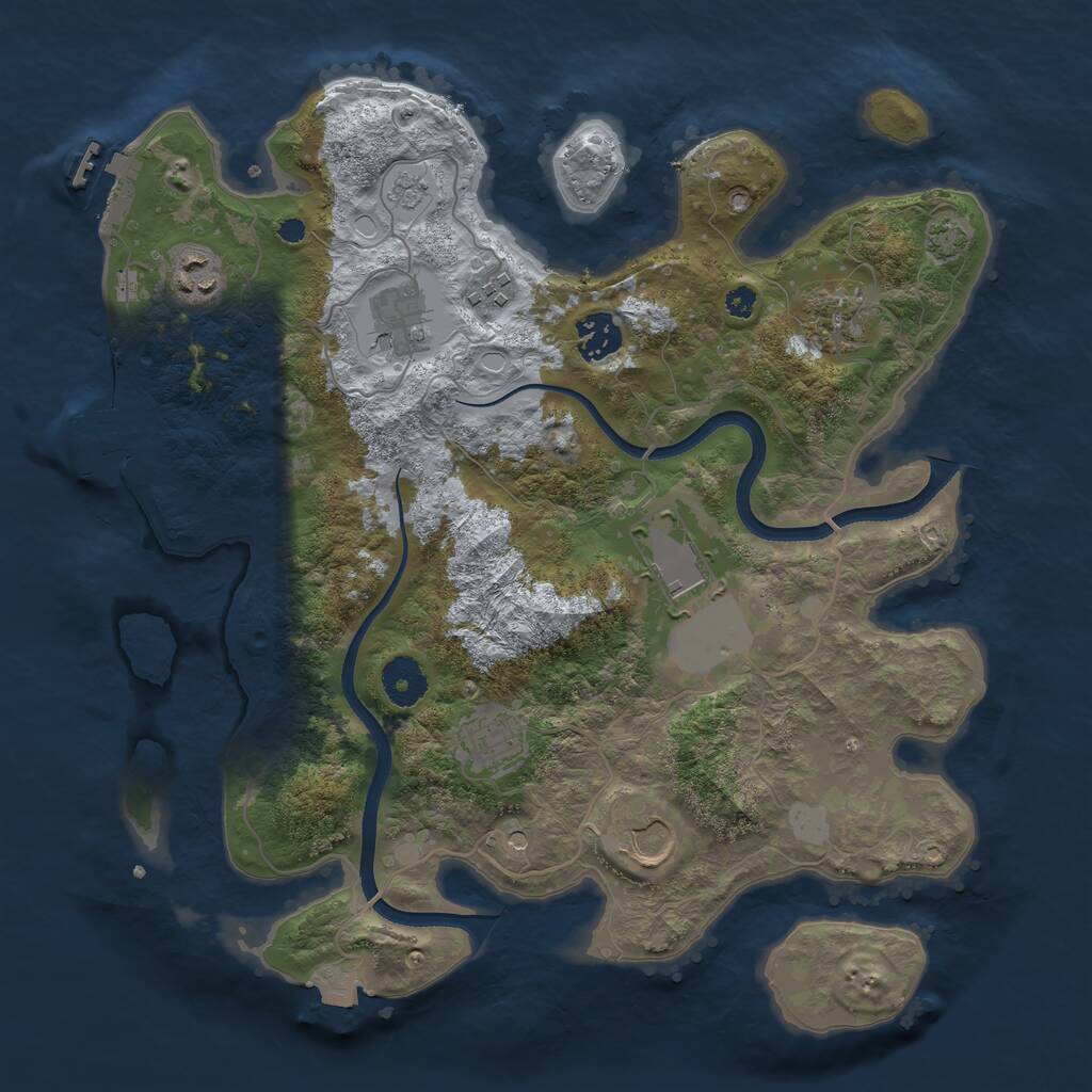 Rust Map: Procedural Map, Size: 3500, Seed: 341262141, 14 Monuments