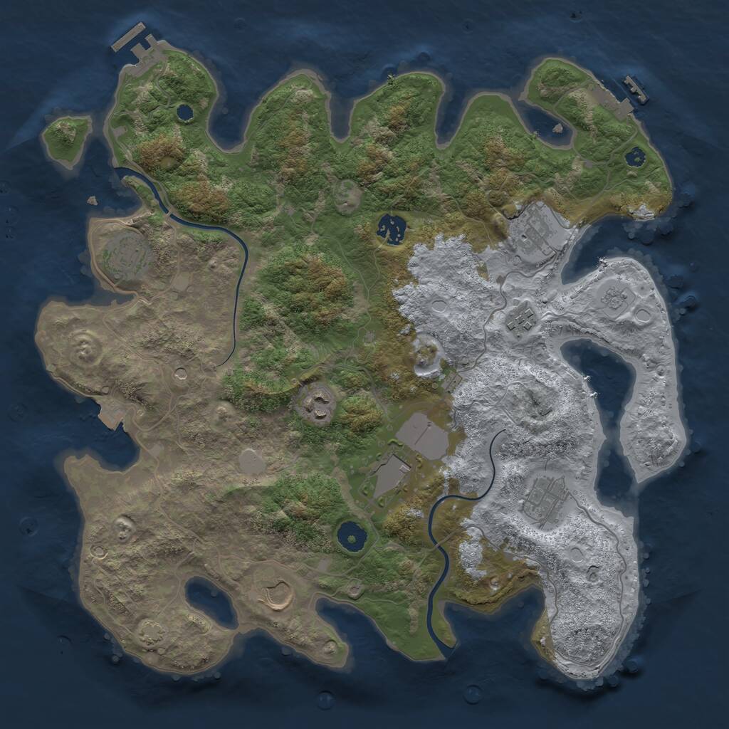 Rust Map: Procedural Map, Size: 3750, Seed: 263848169, 14 Monuments