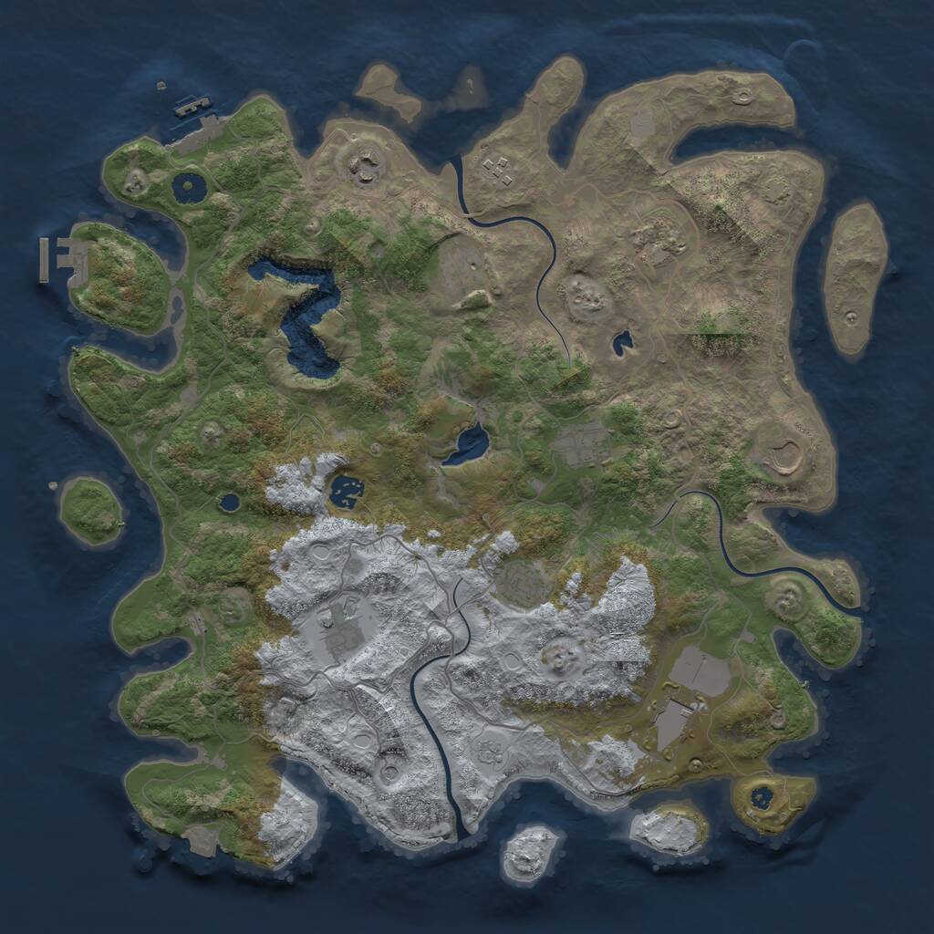 Rust Map: Procedural Map, Size: 4200, Seed: 742961579, 16 Monuments