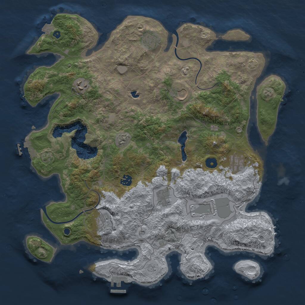 Rust Map: Procedural Map, Size: 4000, Seed: 1105909013, 14 Monuments