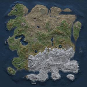Thumbnail Rust Map: Procedural Map, Size: 4000, Seed: 1105909013, 14 Monuments