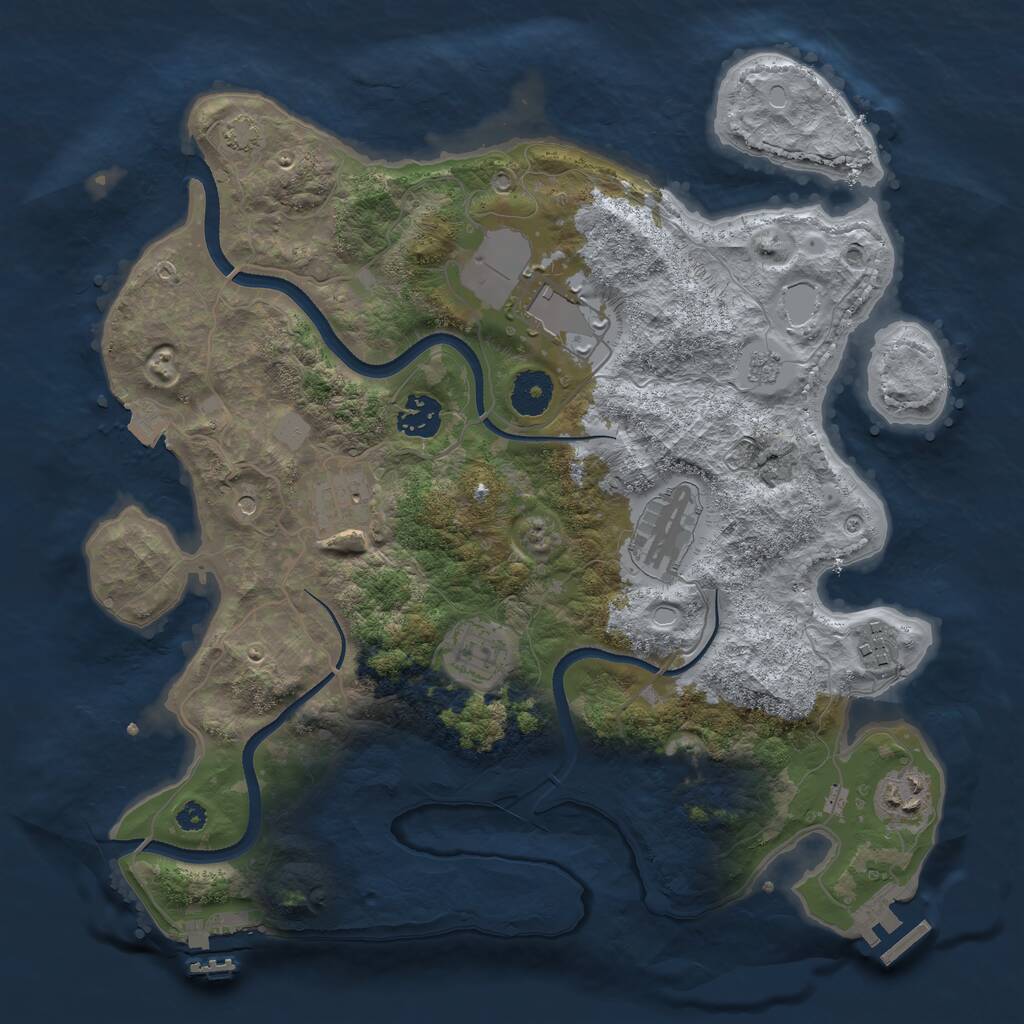 Rust Map: Procedural Map, Size: 3500, Seed: 1513382269, 13 Monuments