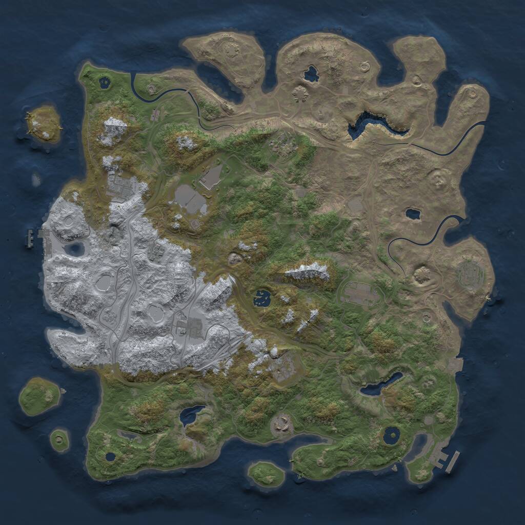 Rust Map: Procedural Map, Size: 4500, Seed: 709669002, 16 Monuments