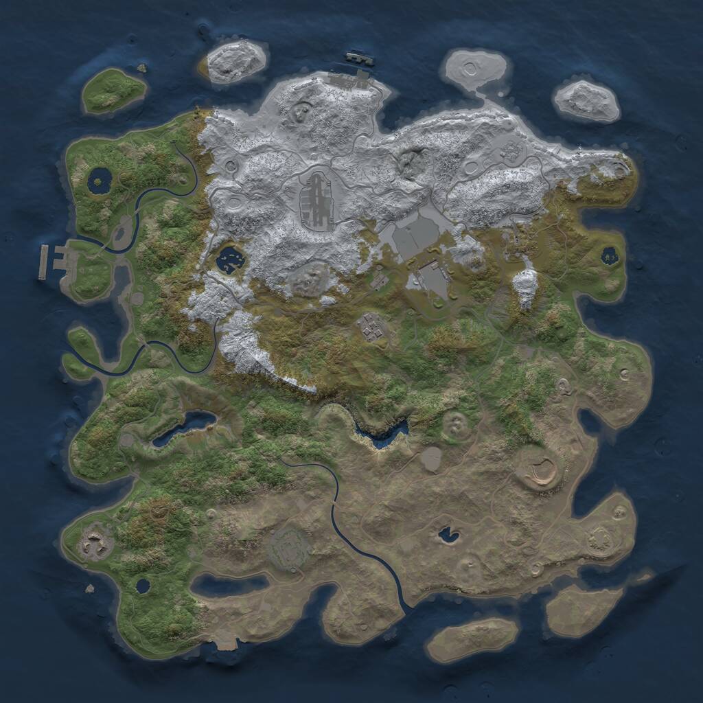 Rust Map: Procedural Map, Size: 4050, Seed: 157017727, 14 Monuments