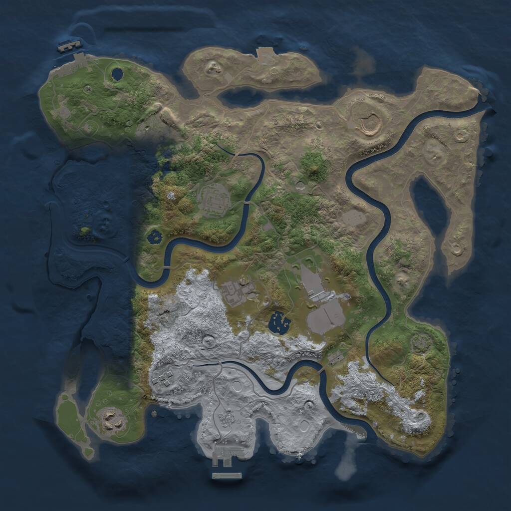 Rust Map: Procedural Map, Size: 3500, Seed: 1543544246, 14 Monuments