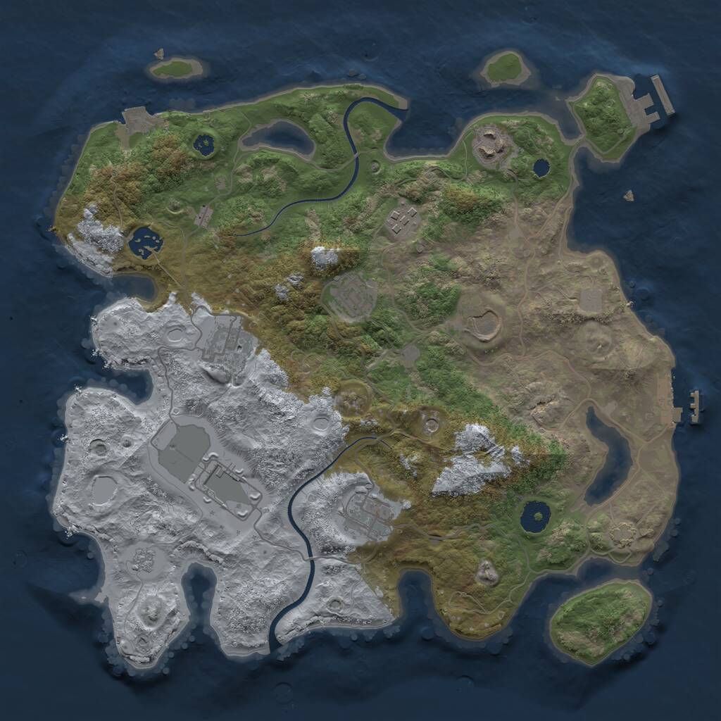 Rust Map: Procedural Map, Size: 3500, Seed: 1554839752, 14 Monuments