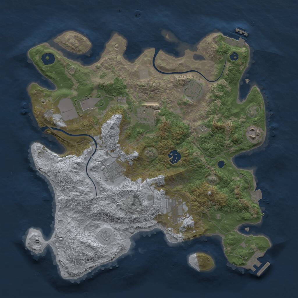 Rust Map: Procedural Map, Size: 3500, Seed: 253543358, 12 Monuments