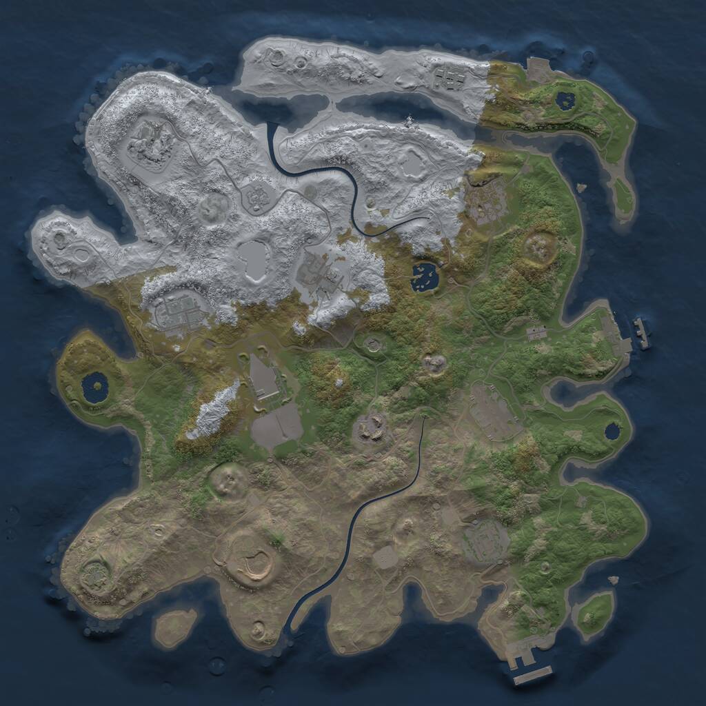 Rust Map: Procedural Map, Size: 3650, Seed: 82733943, 17 Monuments