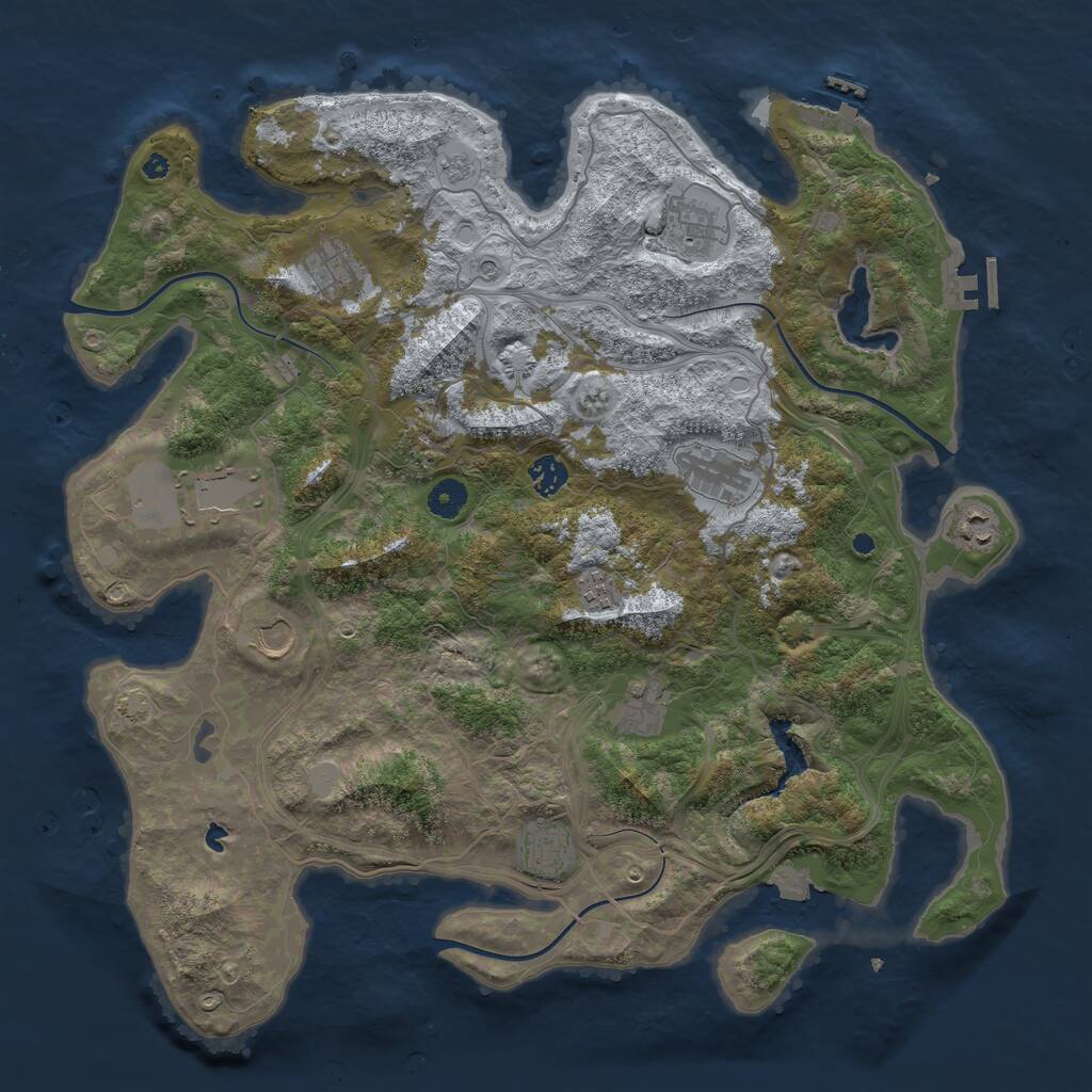 Rust Map: Procedural Map, Size: 4250, Seed: 827919337, 17 Monuments
